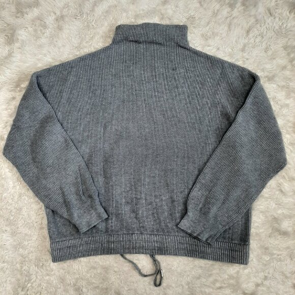 Michael Kors Women's Gray Mock Neck Waffle Knit Kangaroo Pocket Sweater XL - Picture 3 of 8